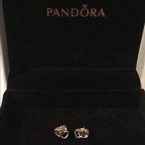 Pandora gold and silver heart earrings